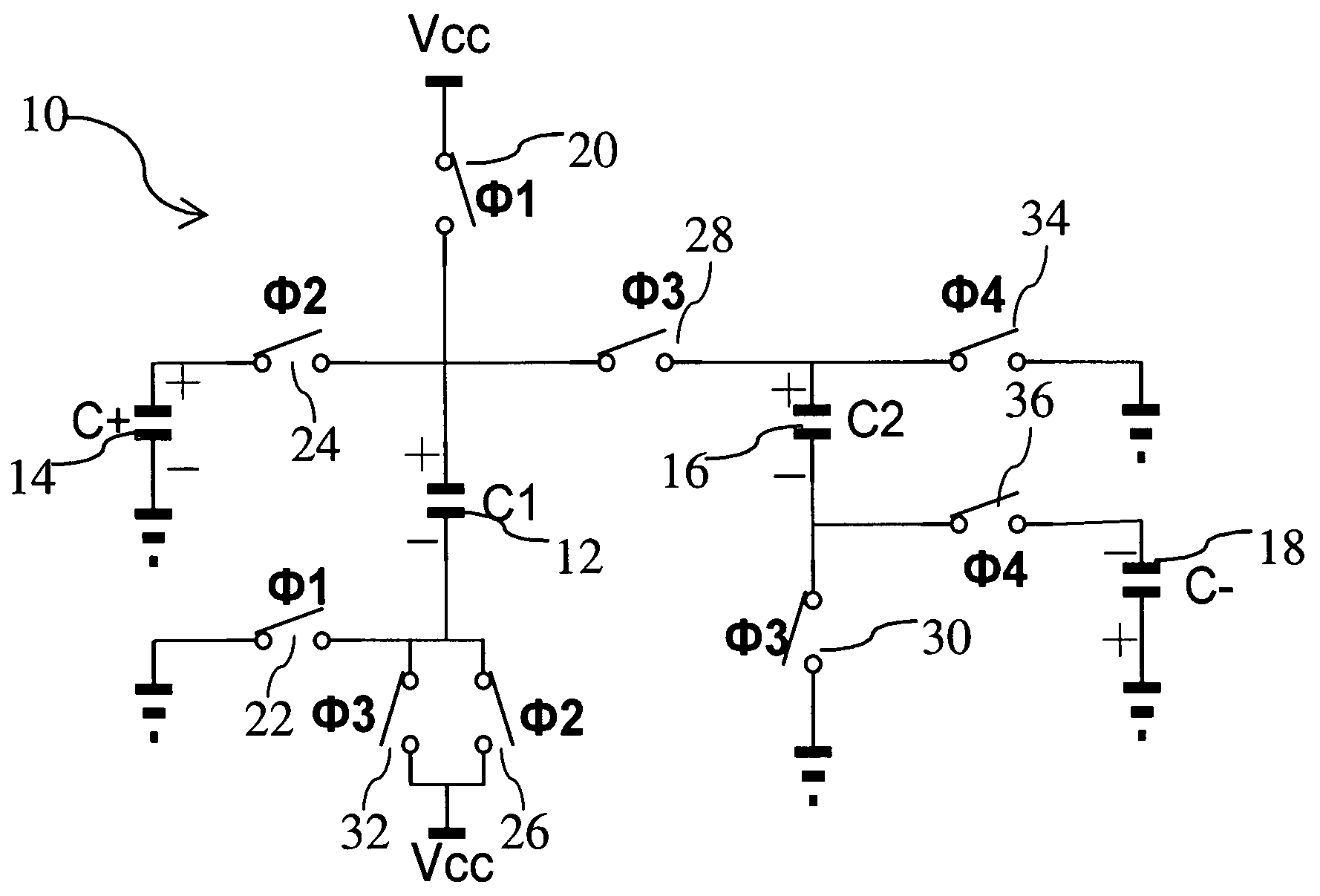 Charge pump circuit with bipolar output