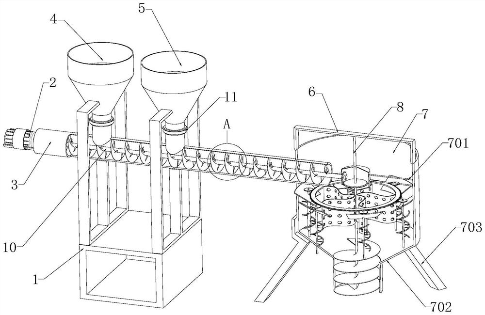 Novel stirring device for producing dry-mixed mortar and stirring method thereof