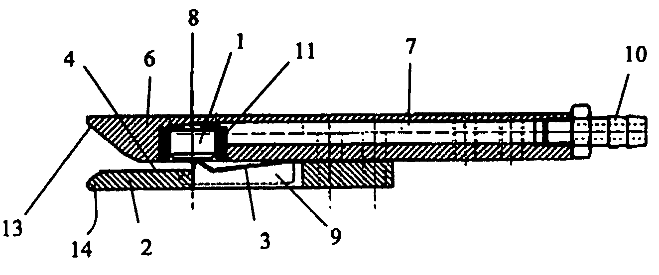 Pneumatically controllable weft thread clamp for a weaving machine