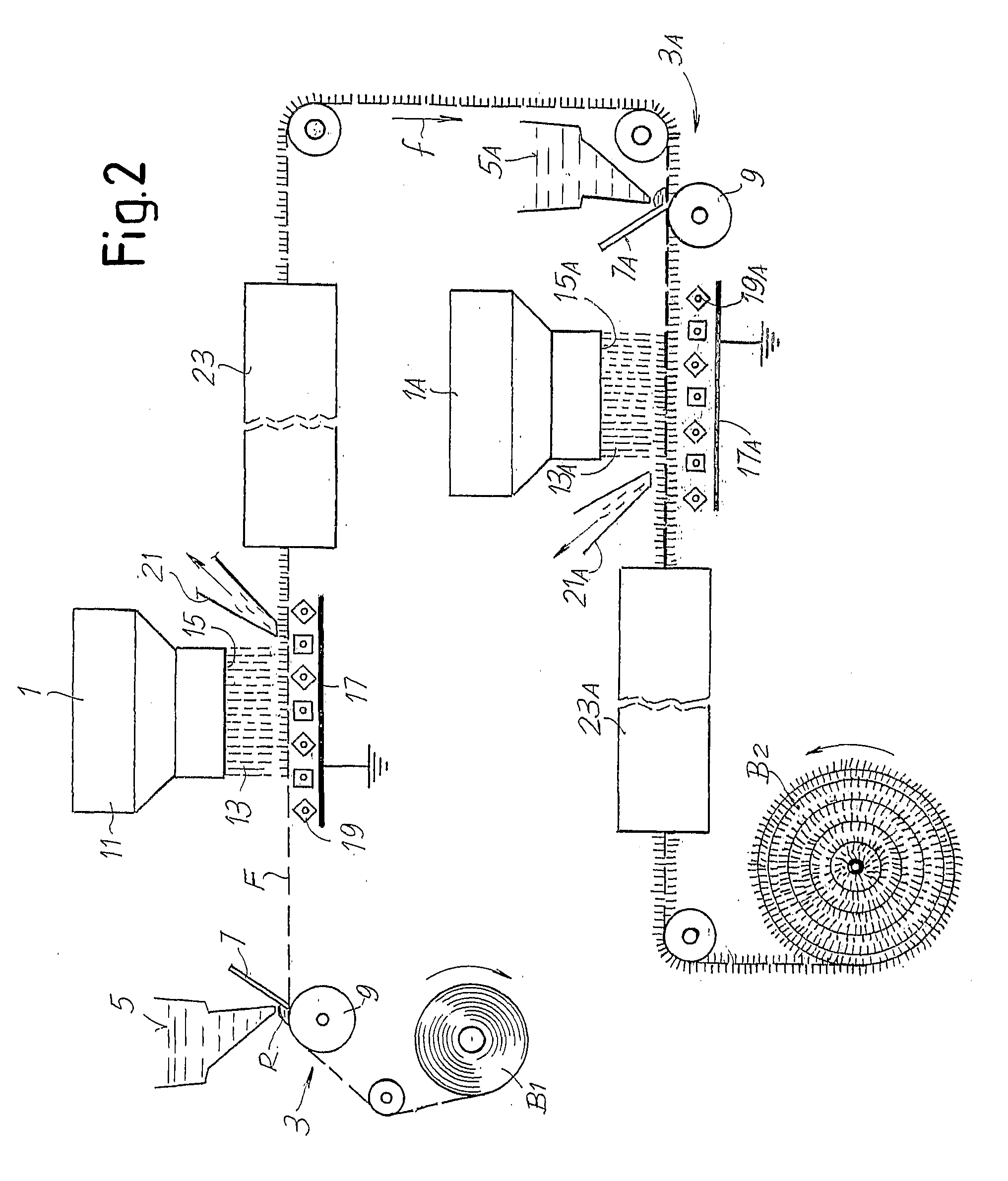 Elastic material coated in fibers, a diaper comprising said elastic material and a method for the production thereof