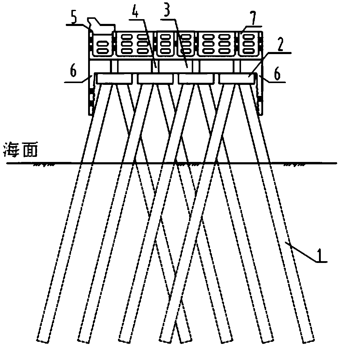 Pile foundation structure breakwater with energy dissipation chamber