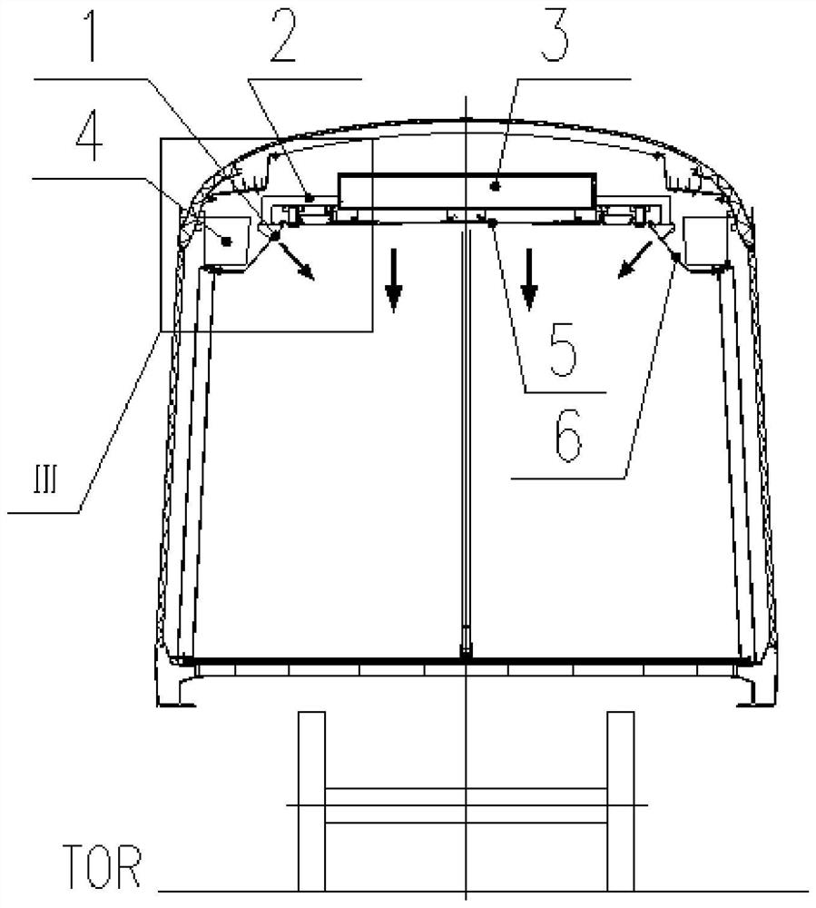 Air supply channel sealing device, air supply channel and return air channel for subway vehicles