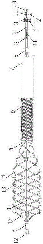 Thrombus fetching device with multi-spiral structure
