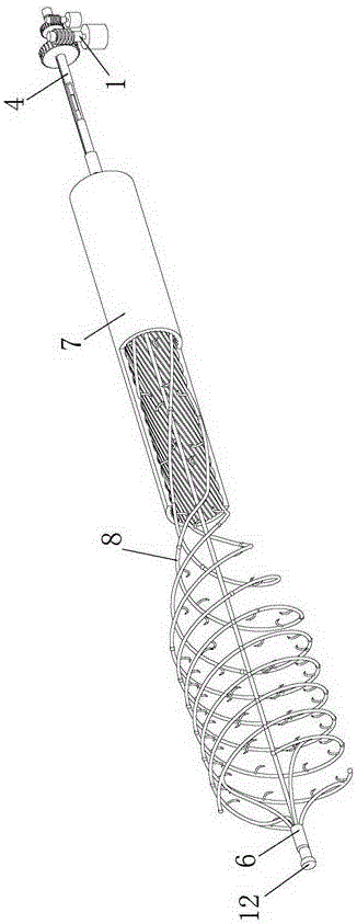 Thrombus fetching device with multi-spiral structure
