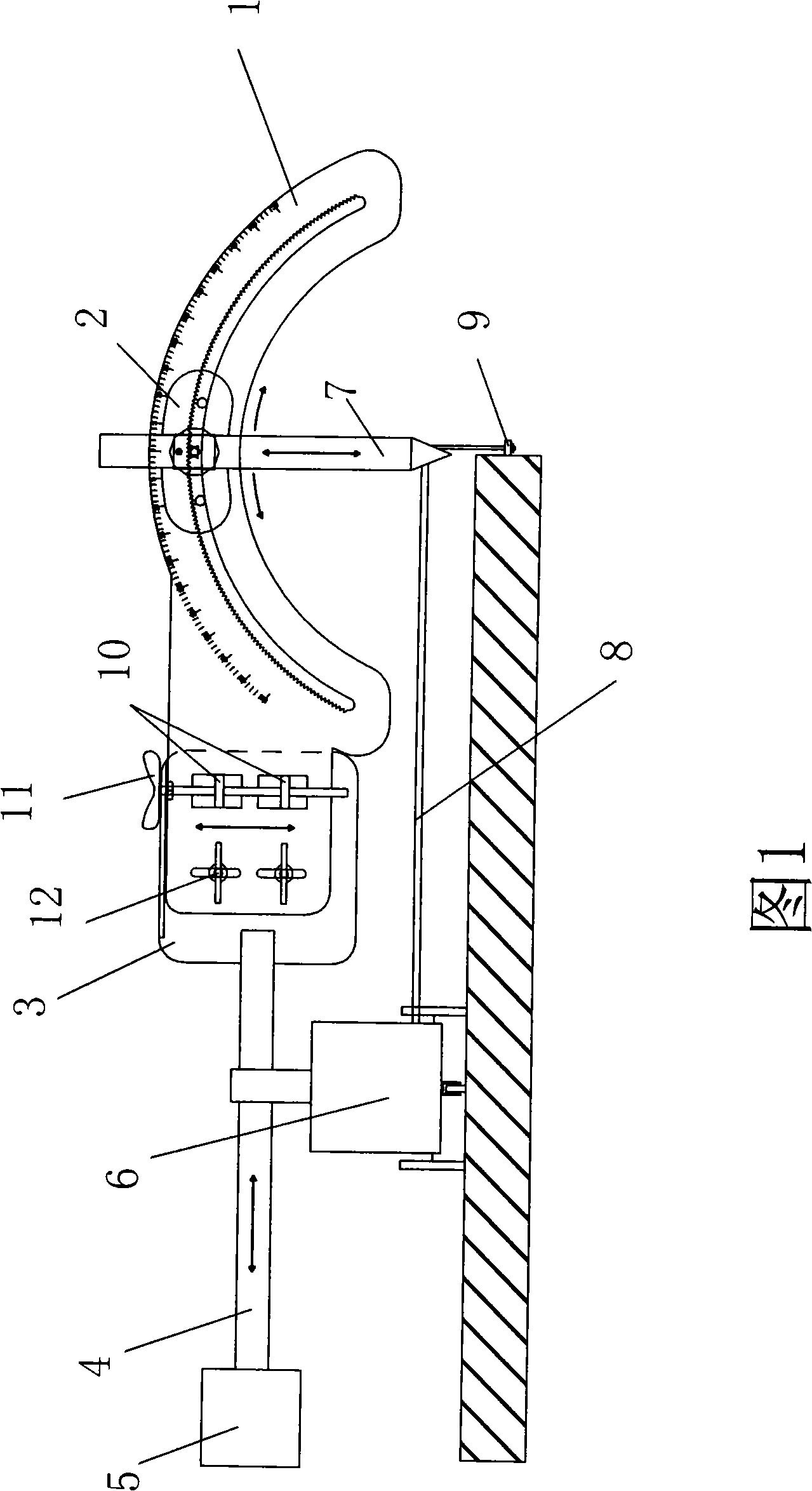 Device for auxiliary adjusting the cutting nozzle angle of cutting machine