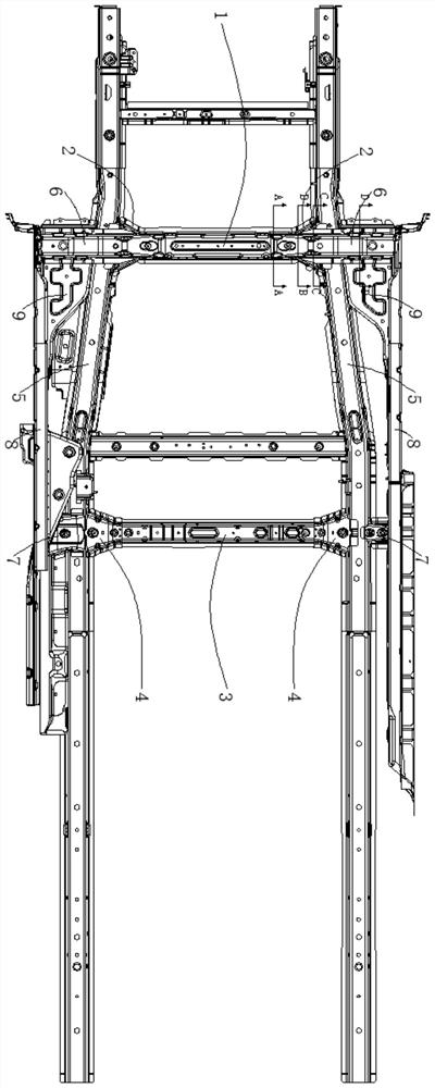 Vehicle body front bottom plate cross beam and bottom plate longitudinal beam cross-shaped structure and welding process