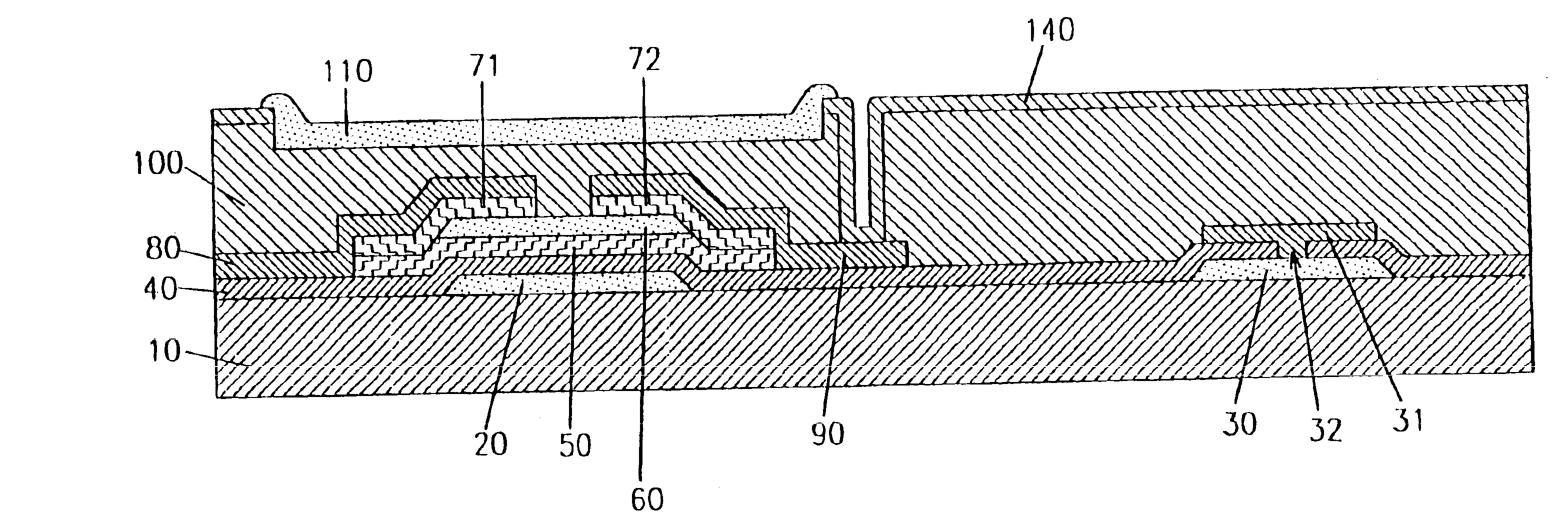 Liquid crystal displays including organic passivation layer contacting a portion of the semiconductor layer between source and drain regions