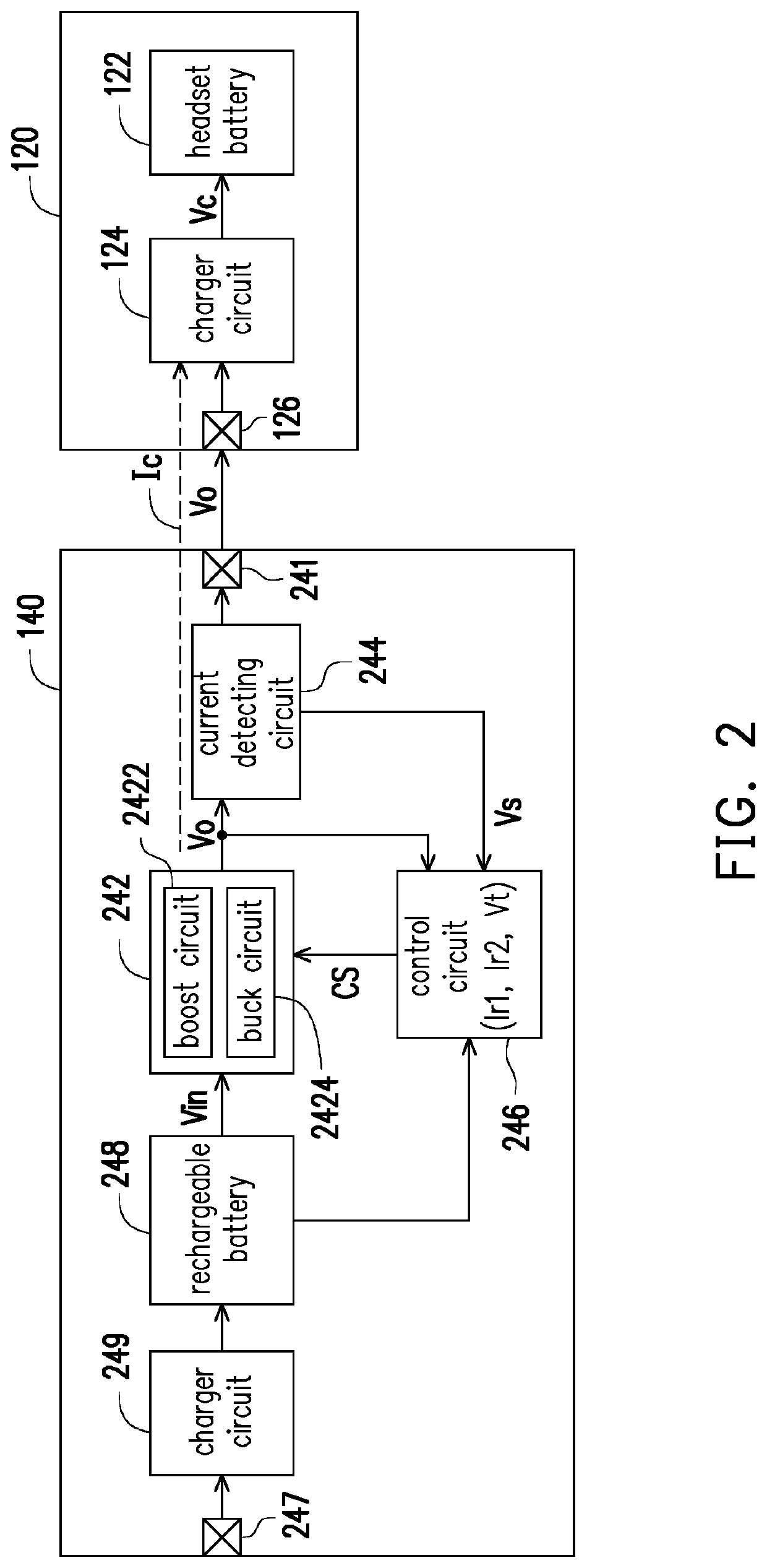 Headset charging system and headset charging method