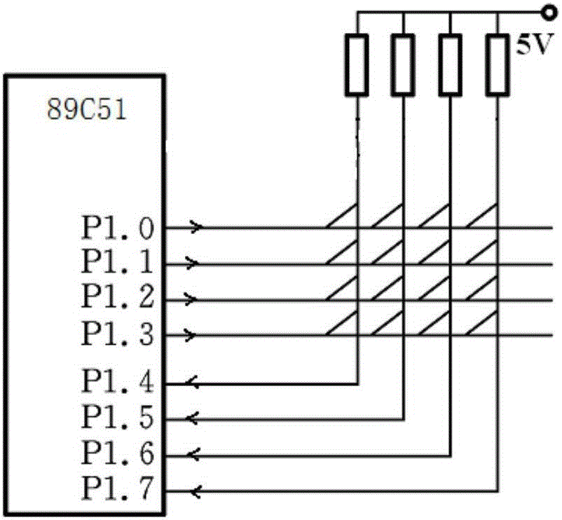 Row/column matrix keyboard interface circuit and row/column matrix keyboard scanning method