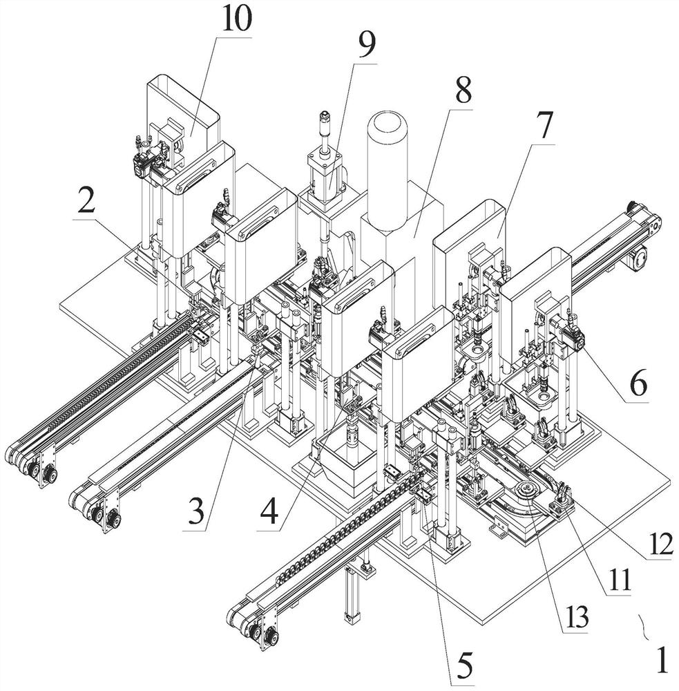 Automatic ox horn wheel bracket assembling machine