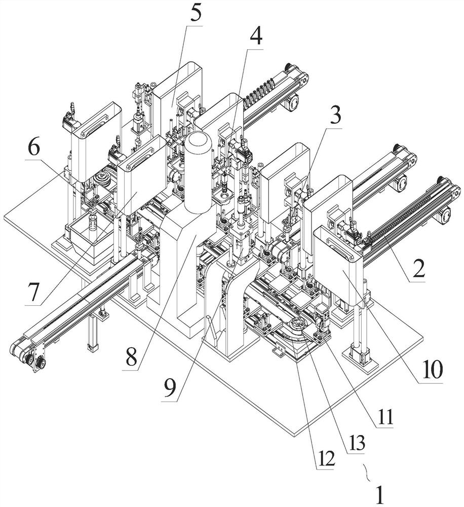 Automatic ox horn wheel bracket assembling machine