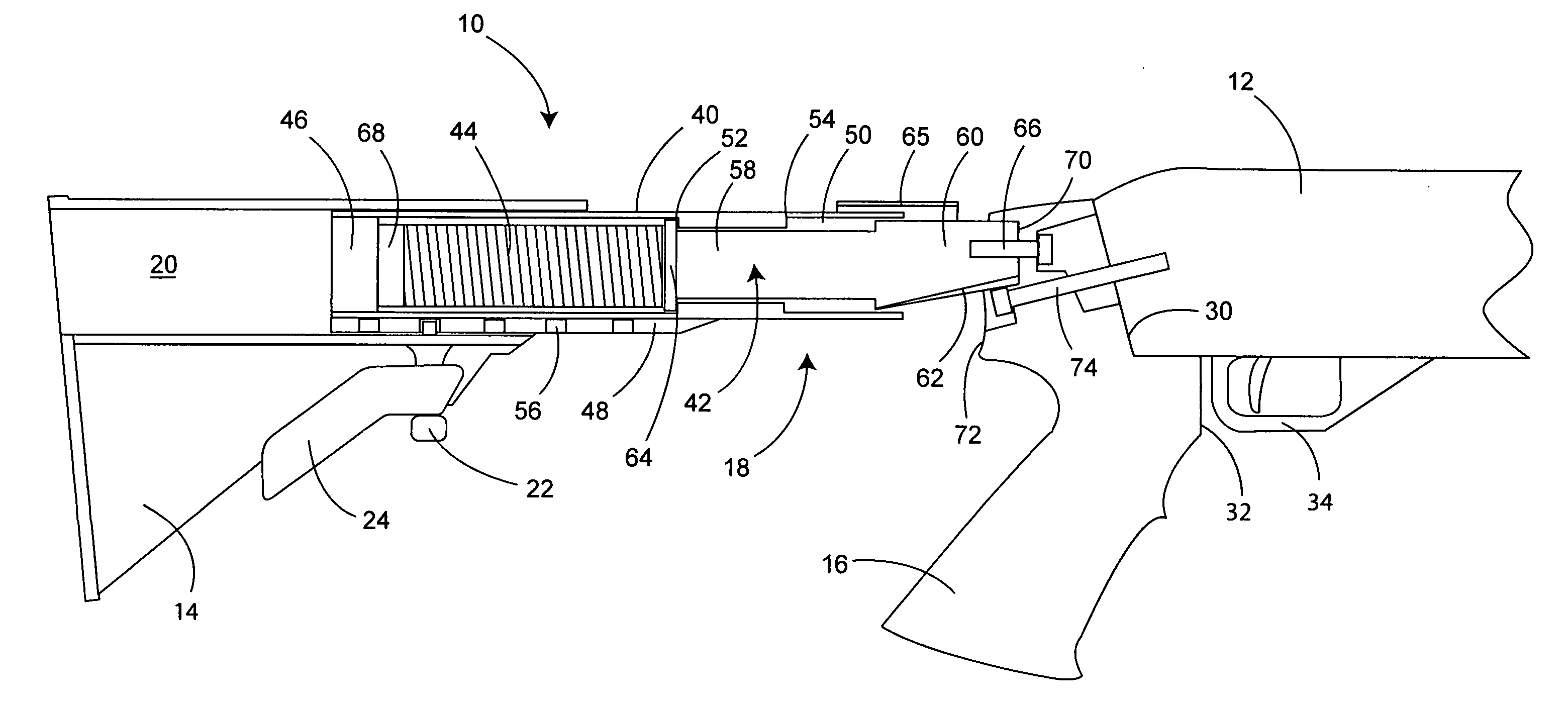 Stock assembly with recoil suppression