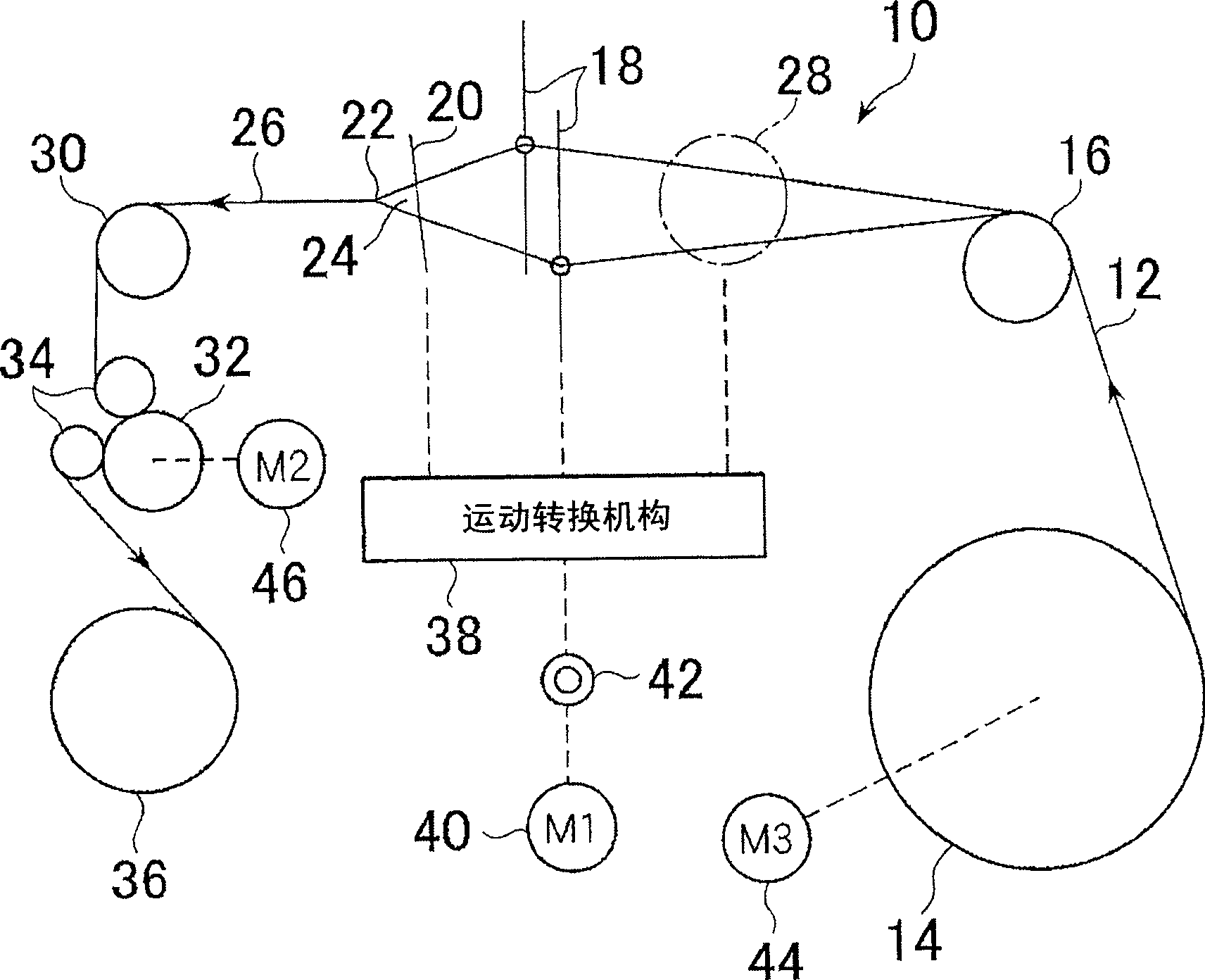 Operating device of weaving machine