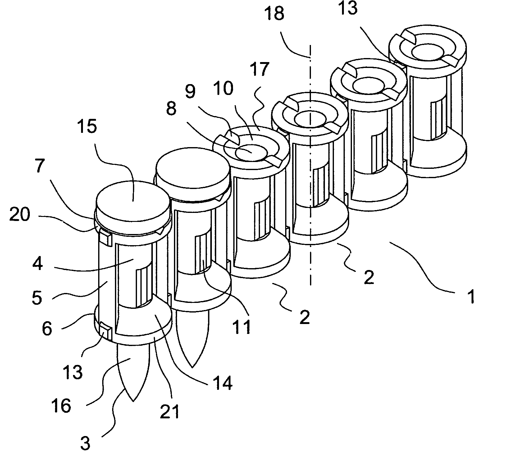 Carrier strip for nails or other securing elements