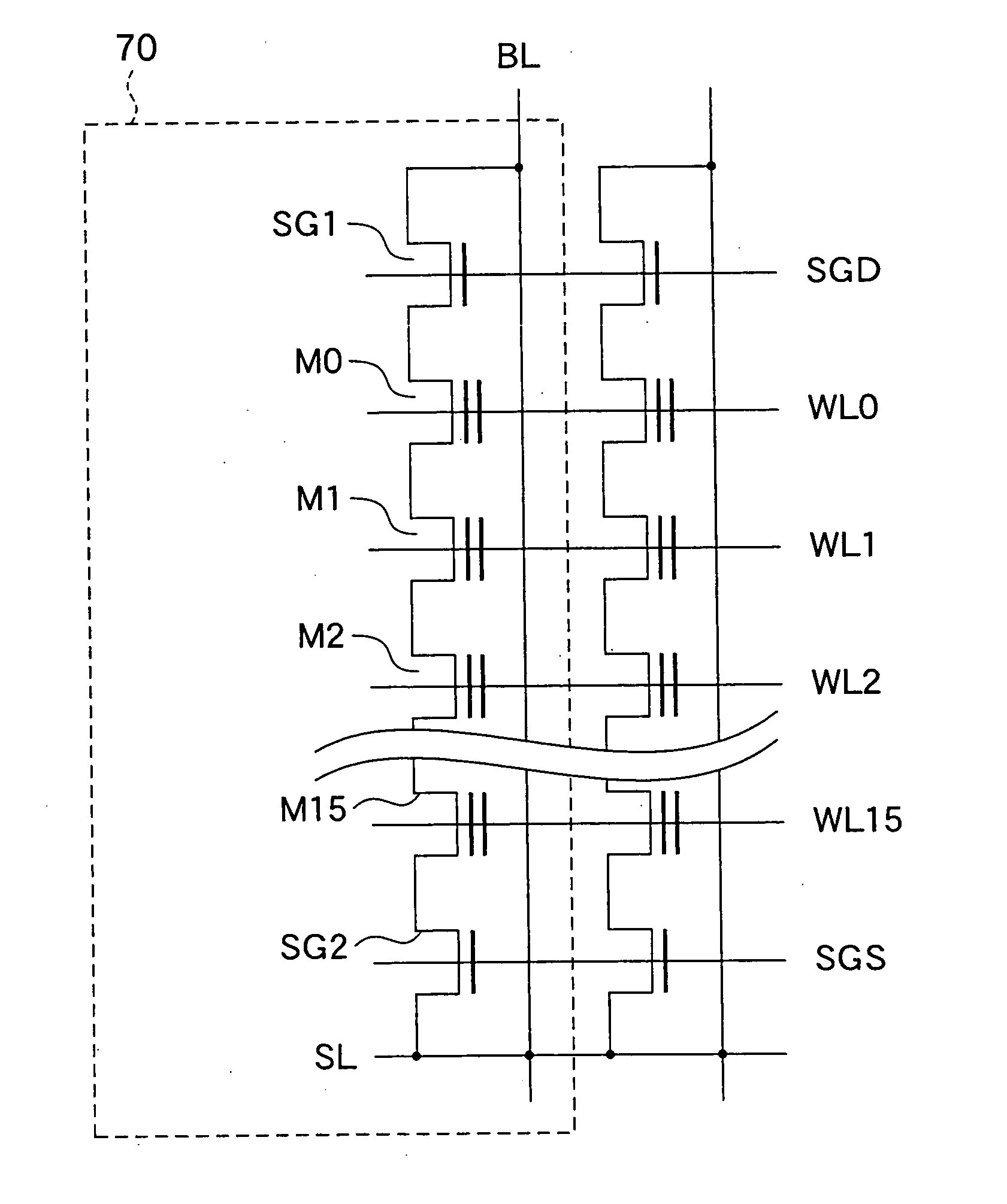 Nonvolatile semiconductor memory cell matrix, a mehtod for operating the same, monolithic integrated circuits and systems