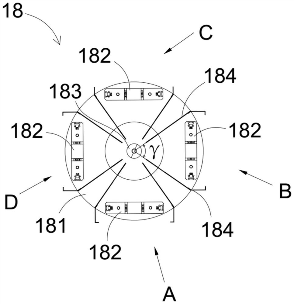 A turntable mechanism for a four-station turntable spray cleaning machine