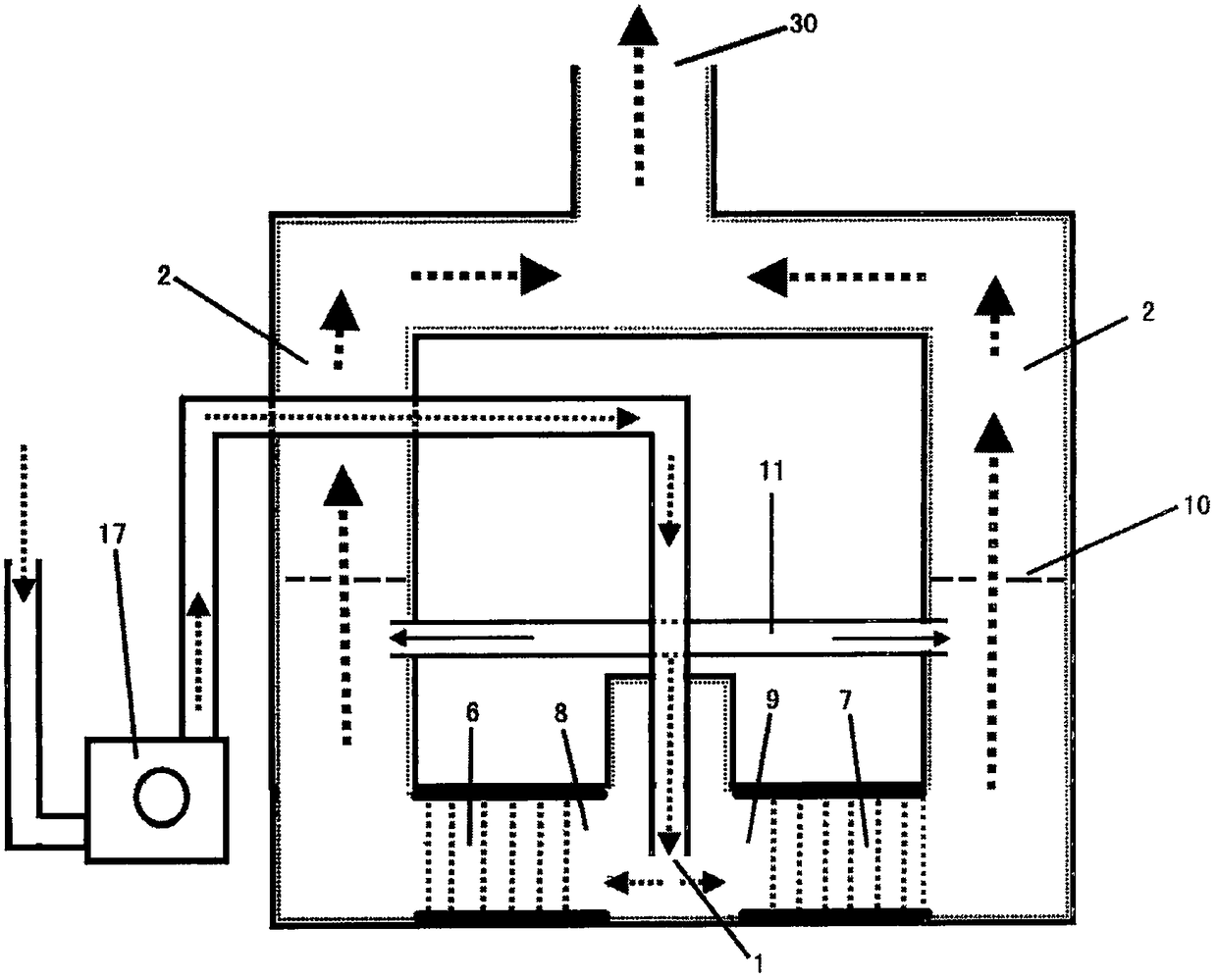 Liquid bath-type gas purifying and water body oxygenation method