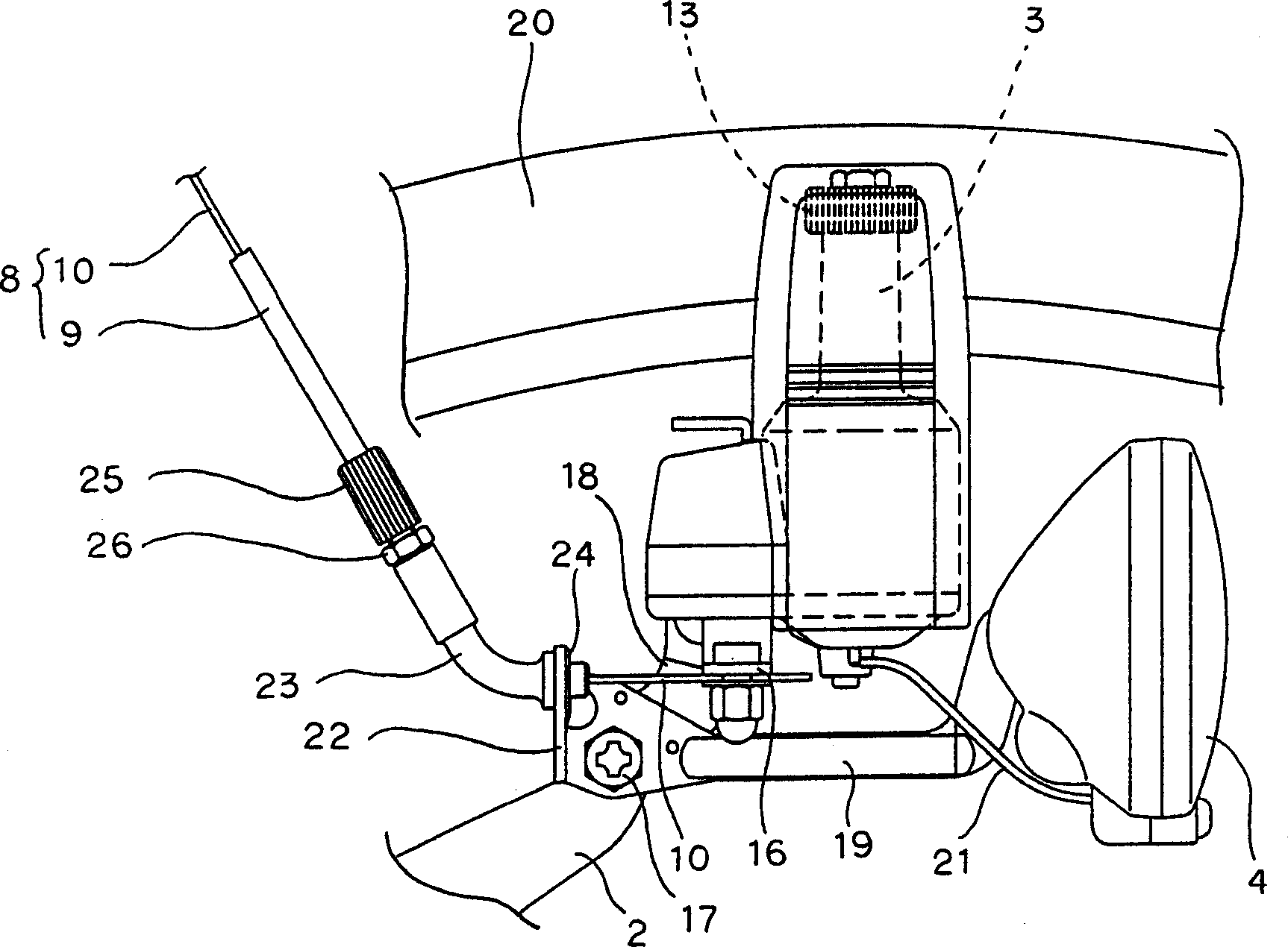 Long-distance operating device for power generator of bicycle