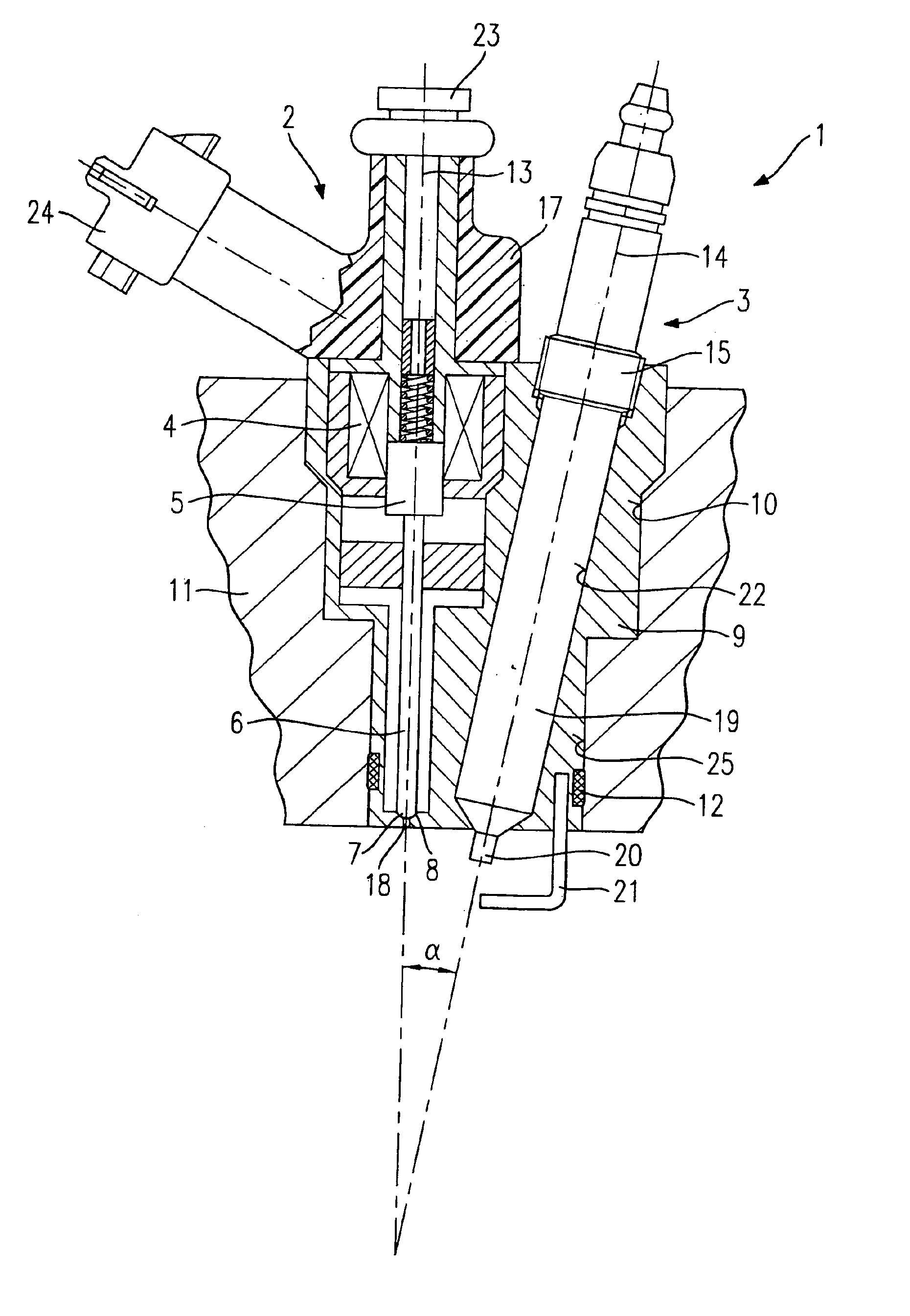 Combined fuel injection valve/ignition plug