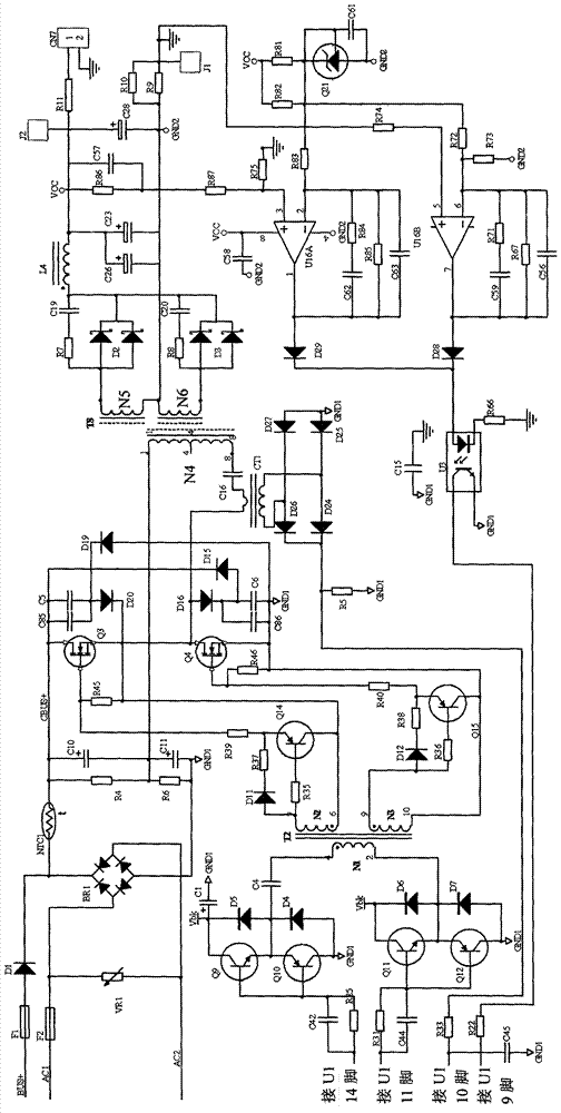 Auxiliary power supply of high-power UPS (uninterrupted power supply)