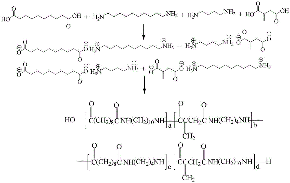 Biologic polyamide quadripolymer and synthesis method thereof