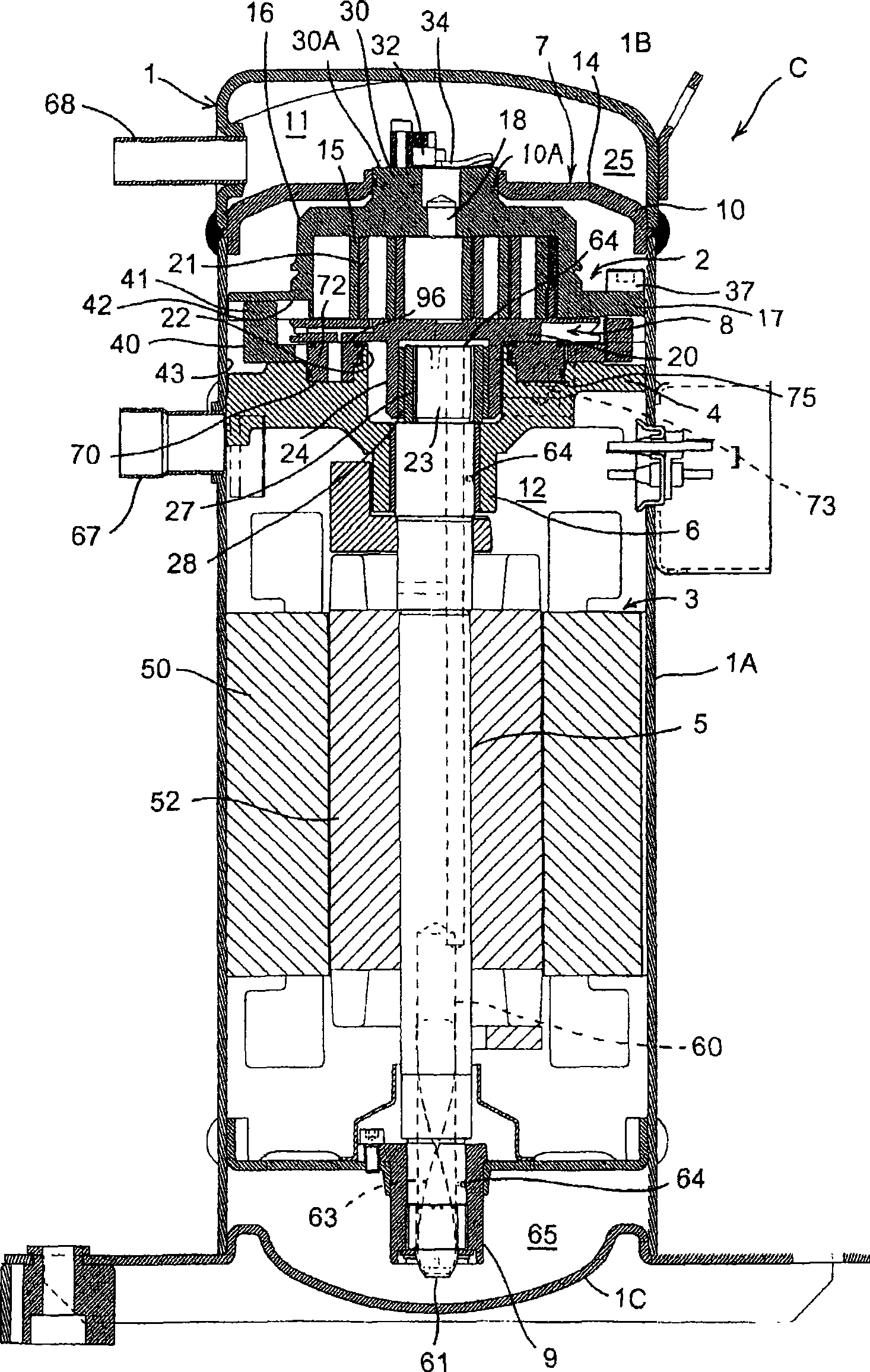 Sealed type scroll compressor