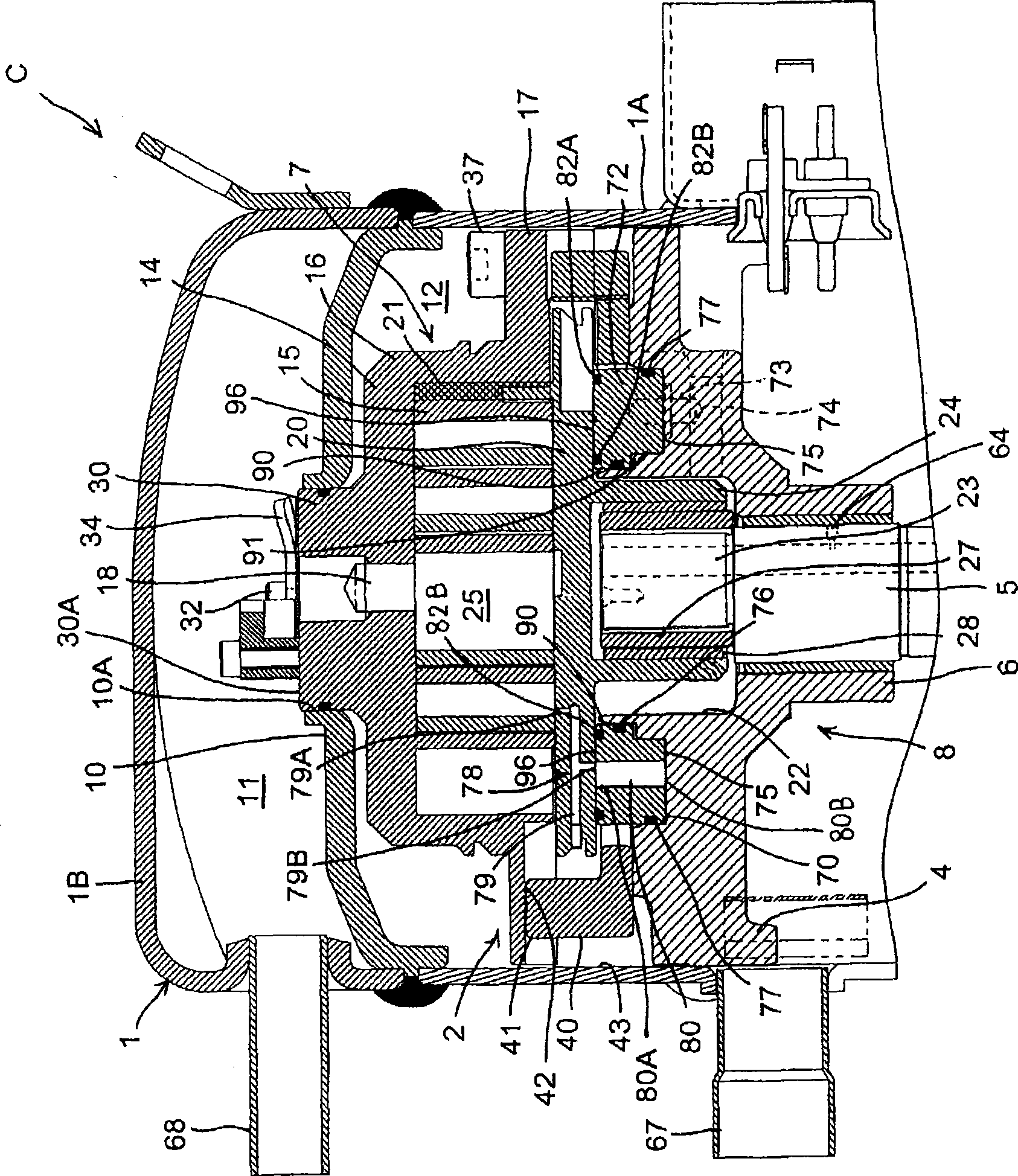 Sealed type scroll compressor