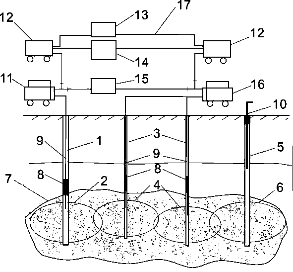 Multi-well combined artificial heat storage construction system based on hot dry rock and construction method