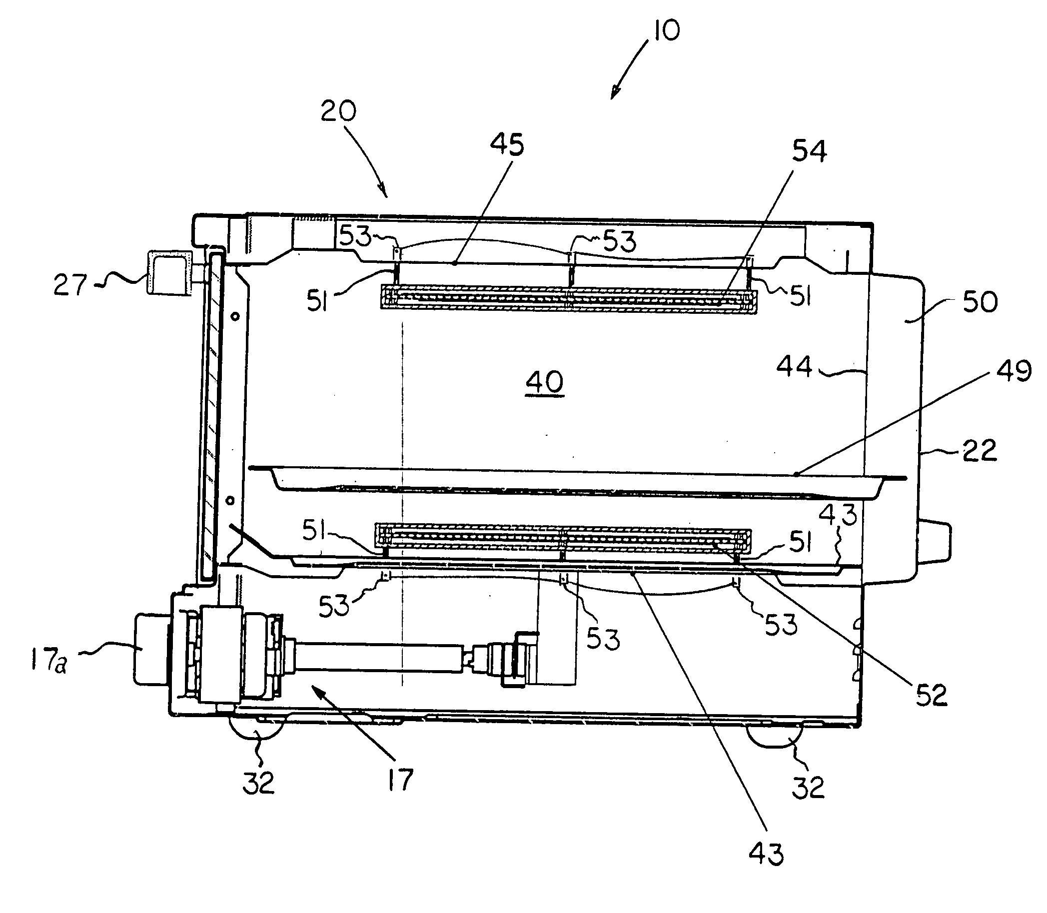 Toaster oven with low-profile heating elements