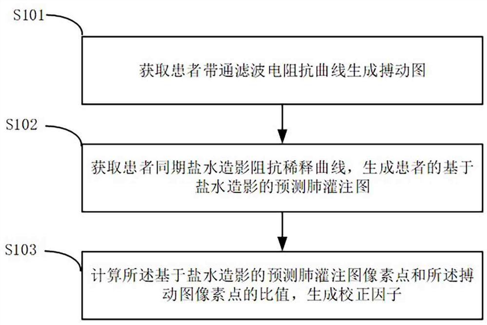 Pulsatile perfusion image reconstruction method, system and equipment corrected by brine radiography