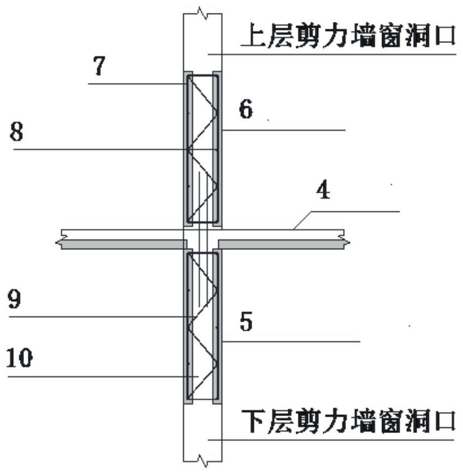 Construction method for assembling joint beams of superimposed shear walls with openings in windows