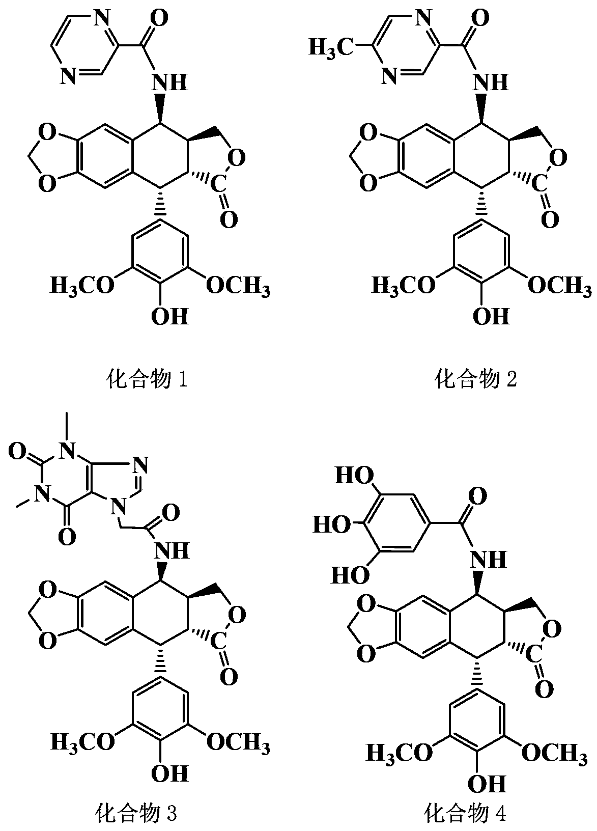 Acidamide substitution podophyllum derivative with antineoplastic activity and preparation method and application thereof
