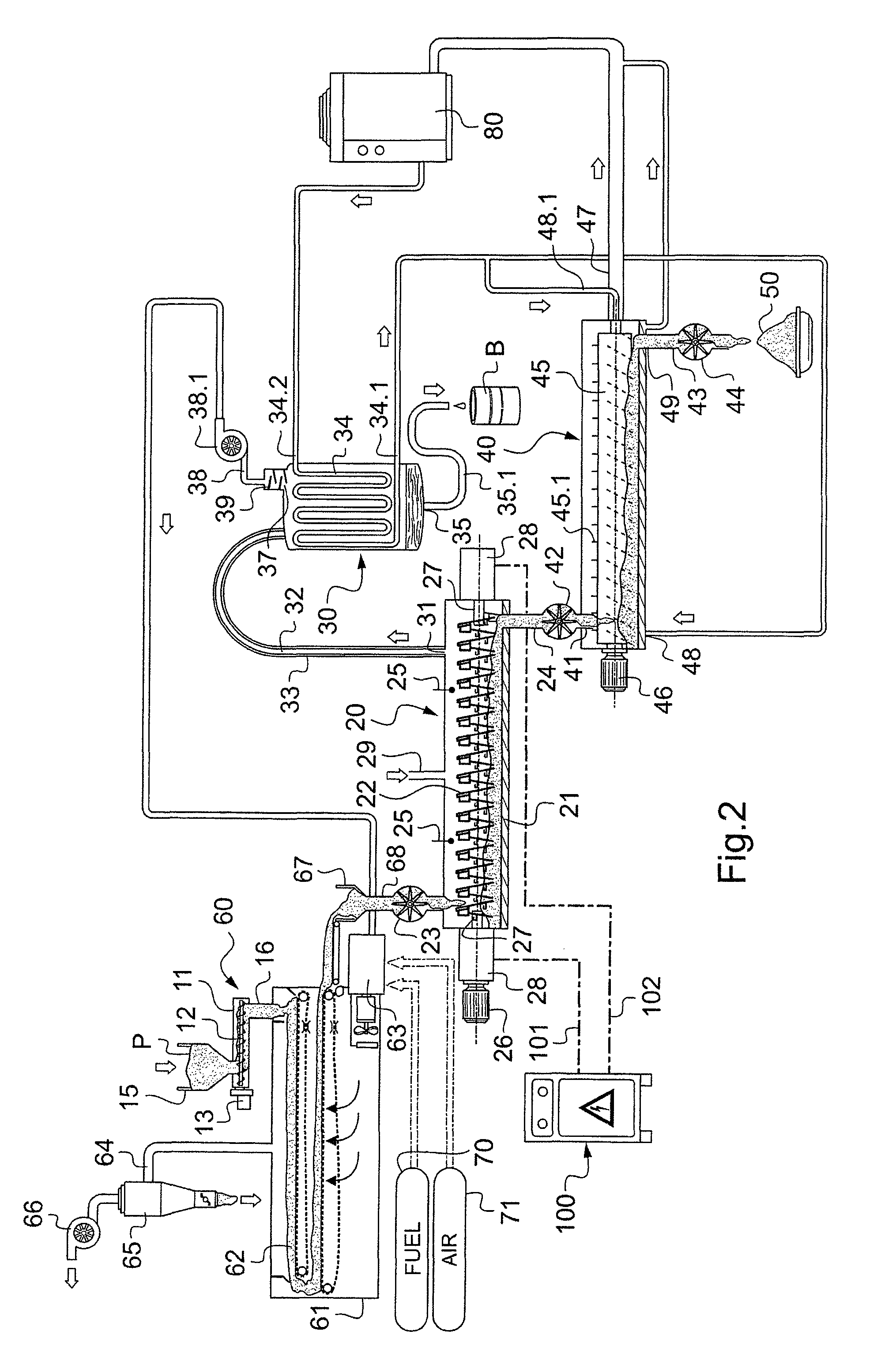 Method and apparatus for the energy densification of a material in the form of divided solids, with a view to obtaining pyrolysis oils for energy purposes