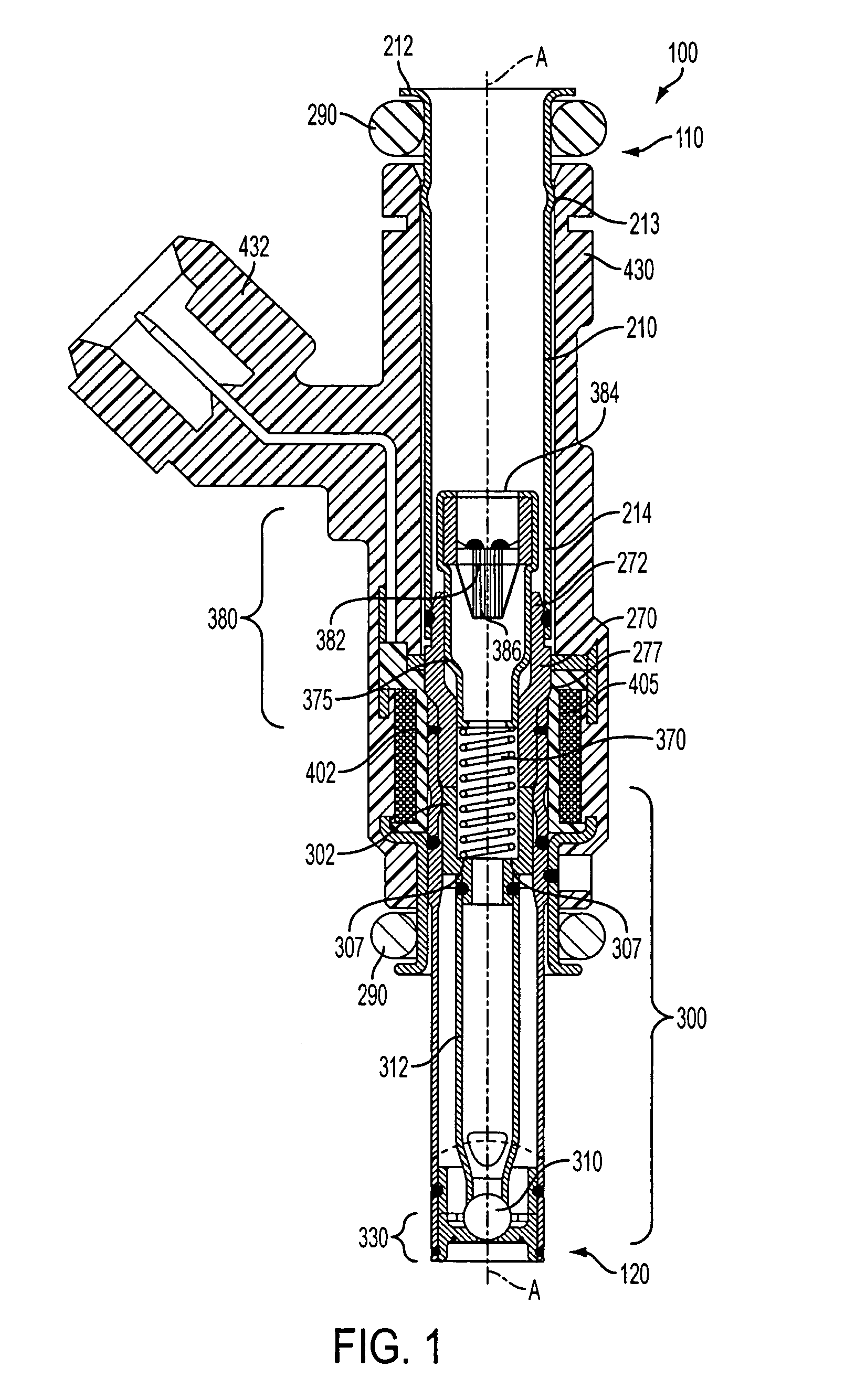 Deep pocket seat assembly in modular fuel injector having axial contact terminals and methods