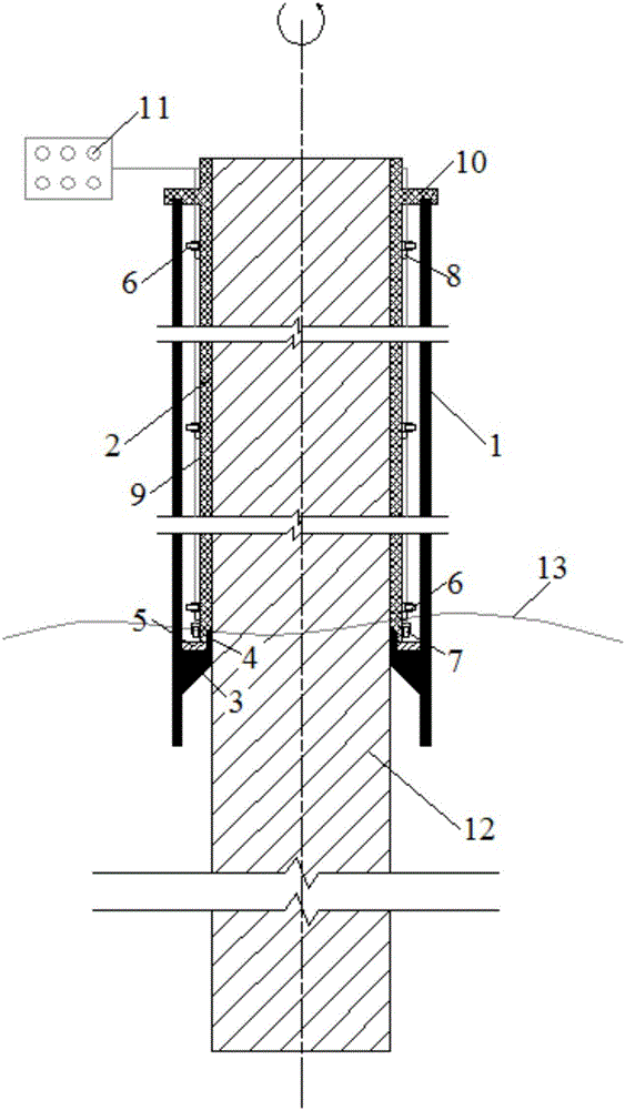 Abyssal region cast-in-situ bored pile nondestructive assembly and disassembly double-layer steel casing group structure and construction method