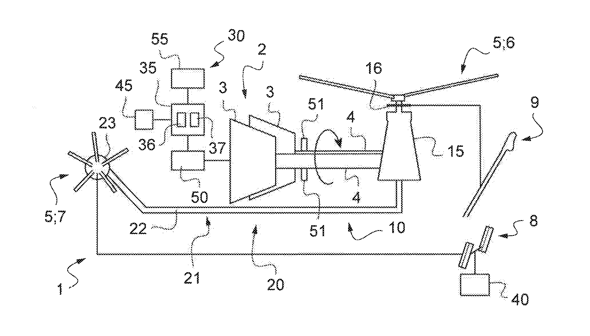 Device for monitoring a power transmission system of an aircraft, an aircraft provided with the device, and the method used