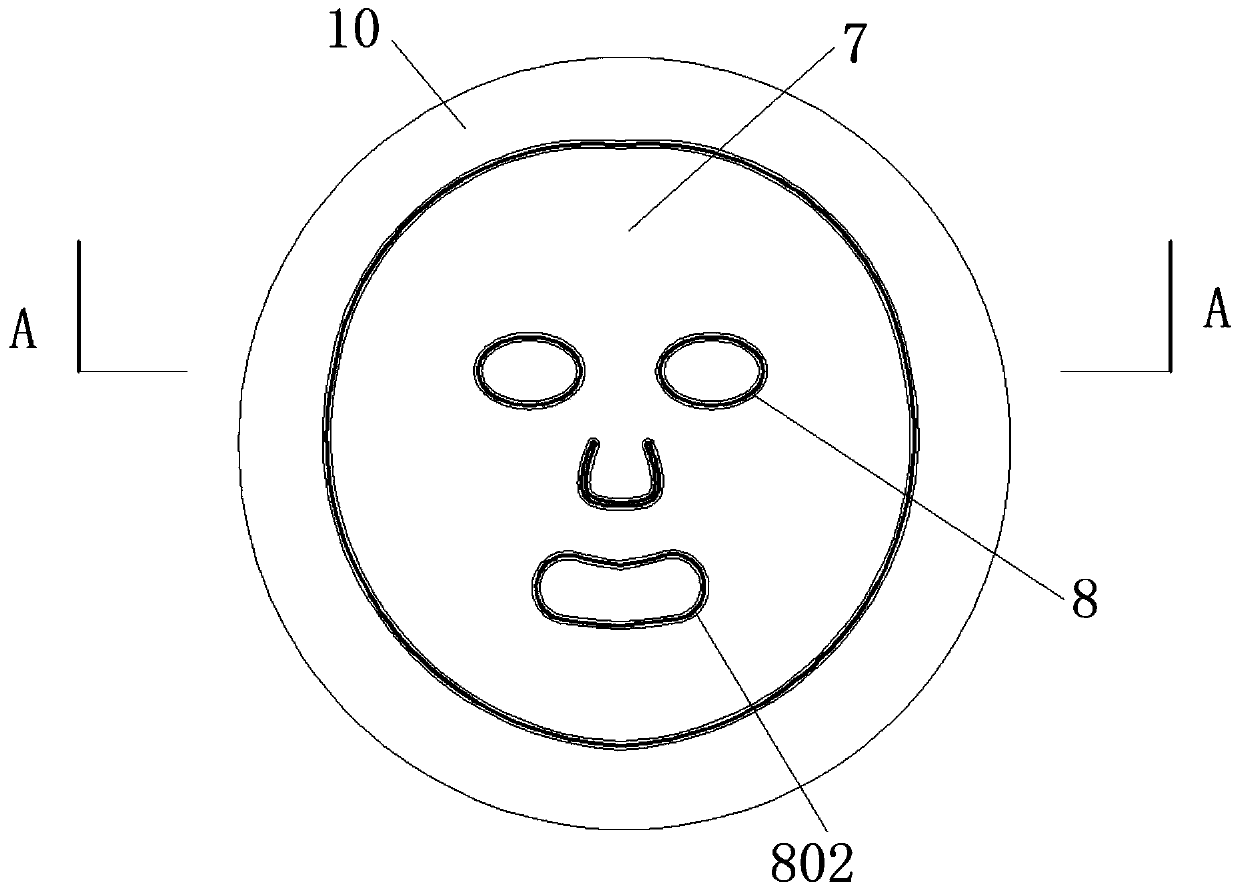 Facial mask cutting device utilizing thin fibers shrinking greatly when exposed to heat