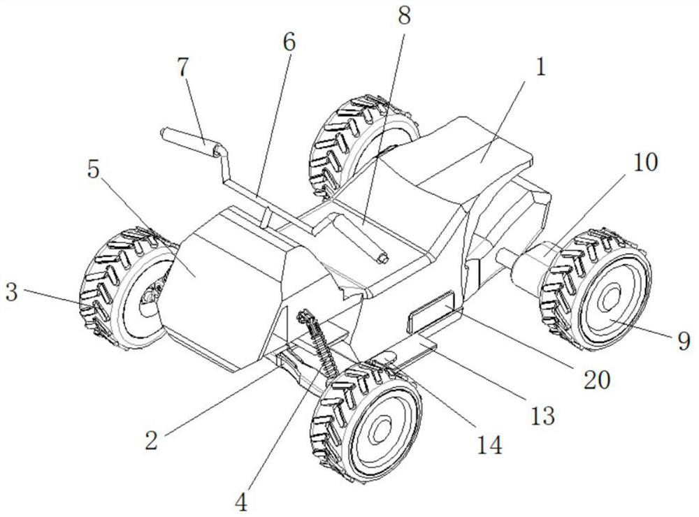 Anti-overturning electric baby carriage with ABS structure