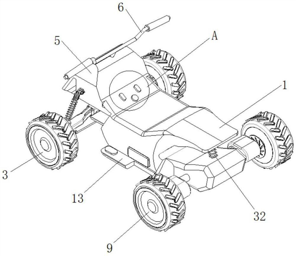 Anti-overturning electric baby carriage with ABS structure