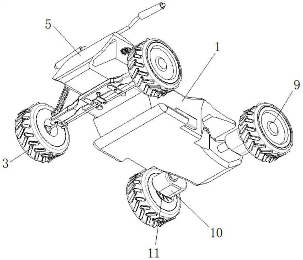 Anti-overturning electric baby carriage with ABS structure