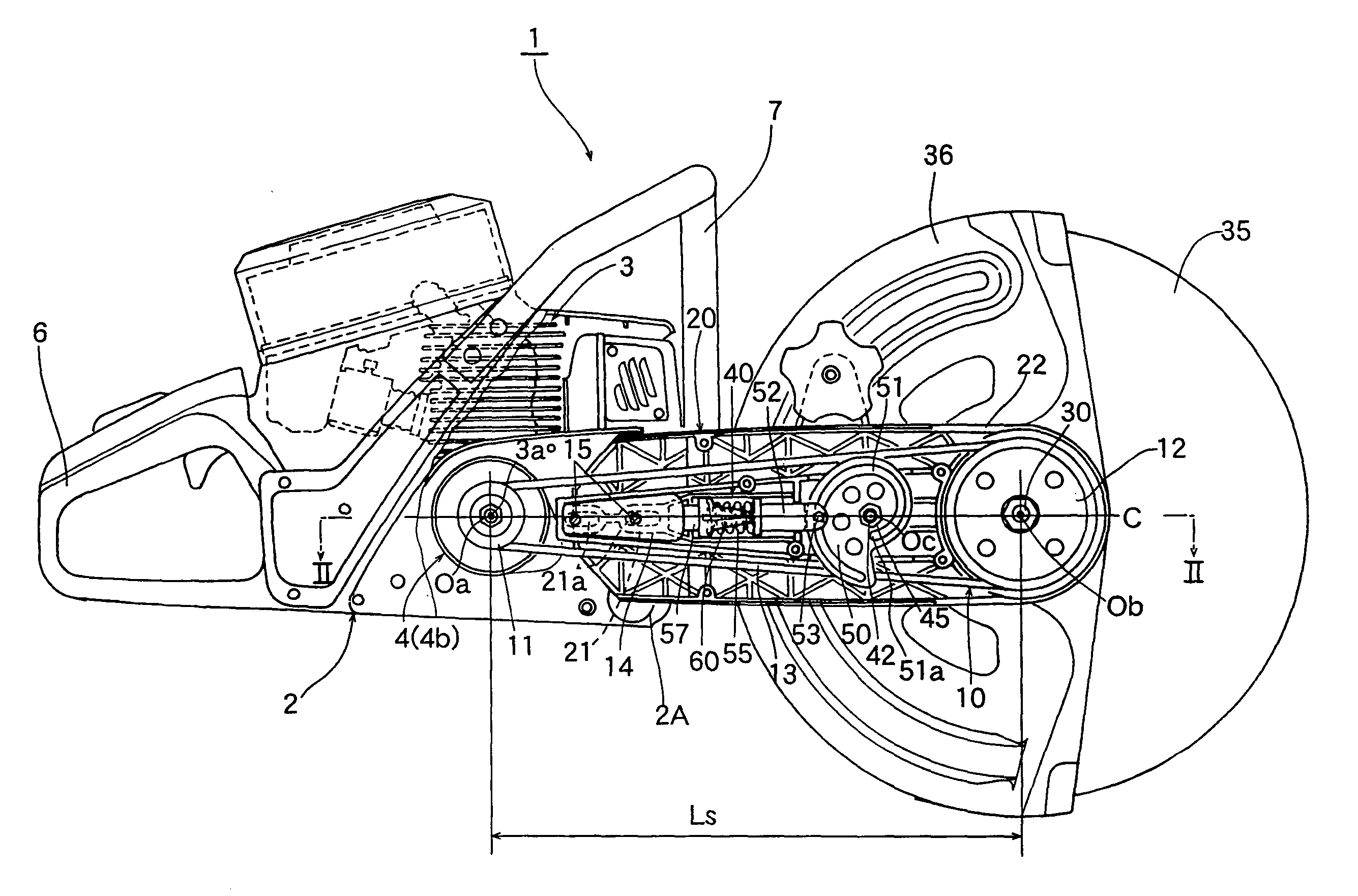 Power transmission device and portable power working machine provided with the same