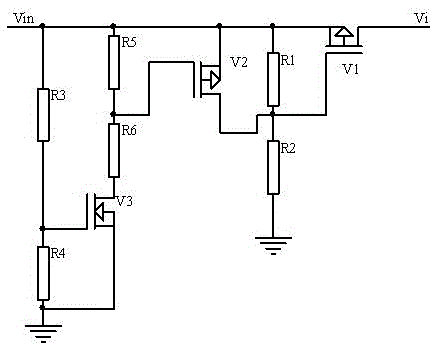 Overvoltage, undervoltage and power-off protection circuit formed by MOS transistor