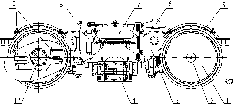 Longitudinal-drive bogie with built-in axle boxes
