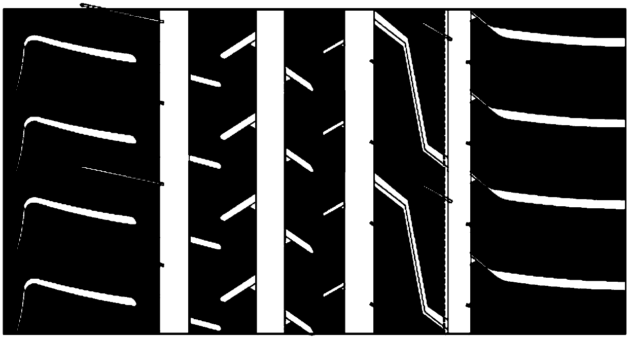 An asymmetric pattern tire for a recreational vehicle