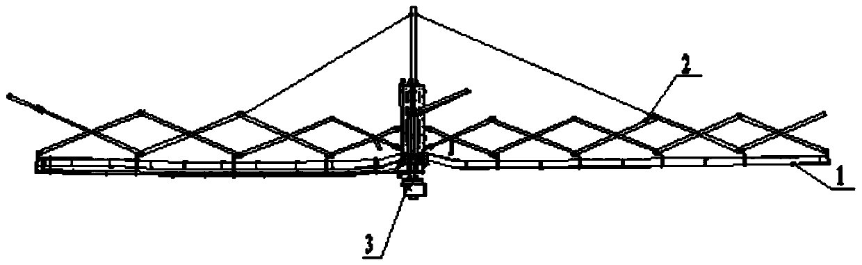 Rotary log-periodic antenna capable of being unfolded and folded automatically