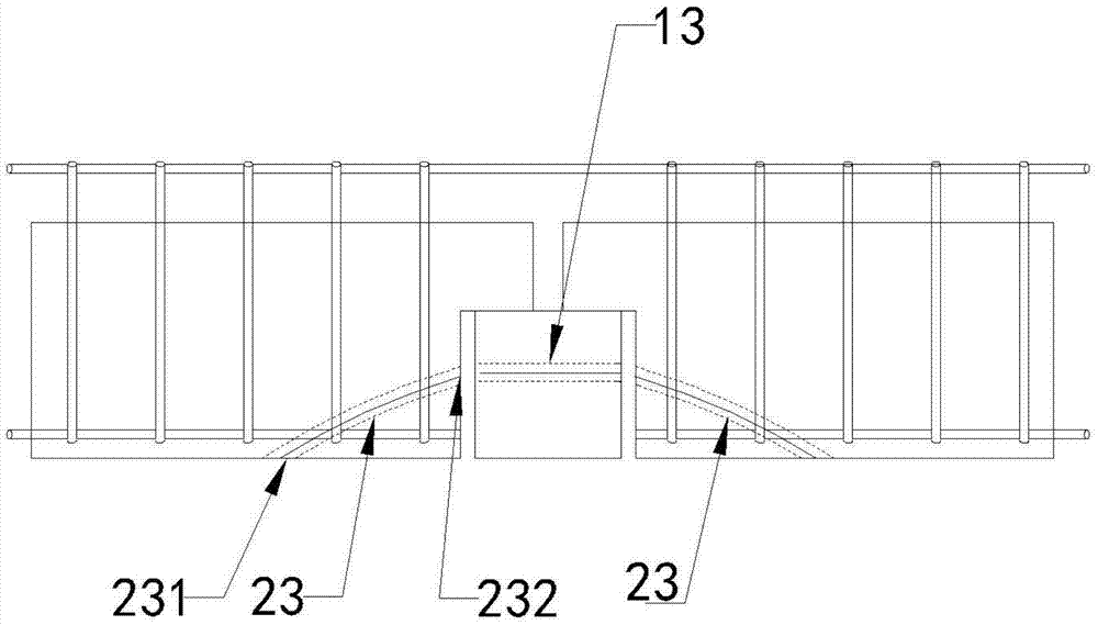A construction method of a concrete beam cross connection structure provided with tension reinforcement