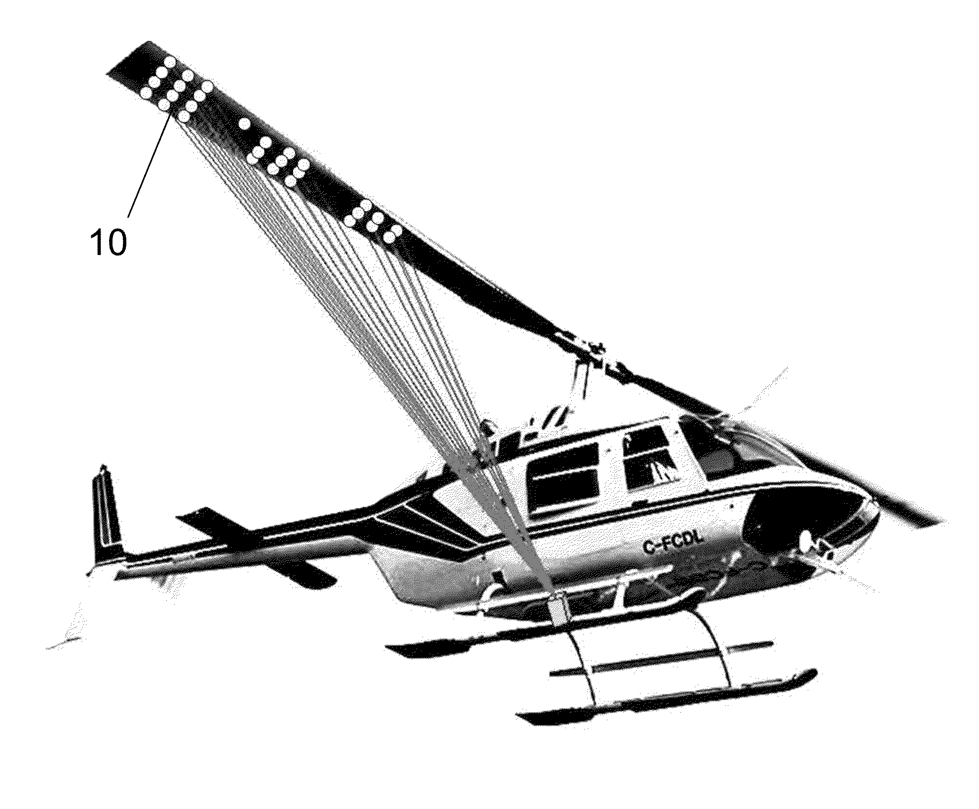 System for displaying images and/or information on aircraft blades and method thereof