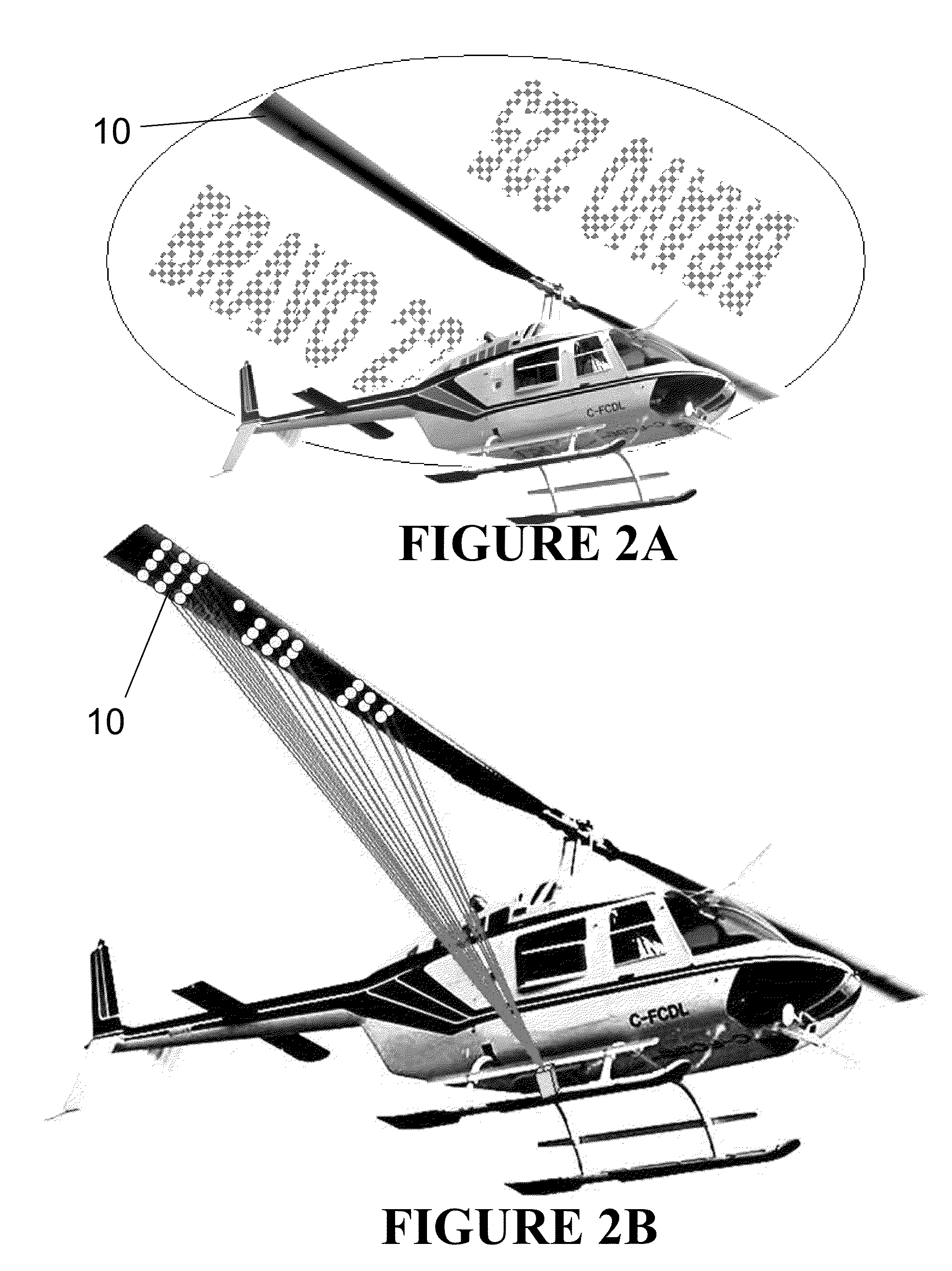 System for displaying images and/or information on aircraft blades and method thereof