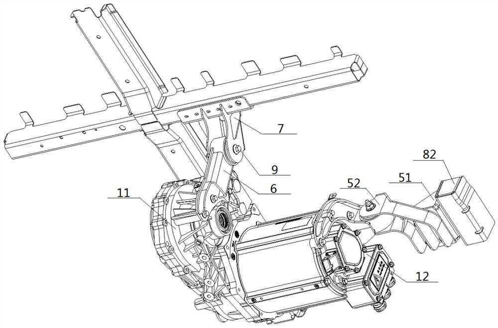 A rear-mounted rear-drive system for an electric vehicle
