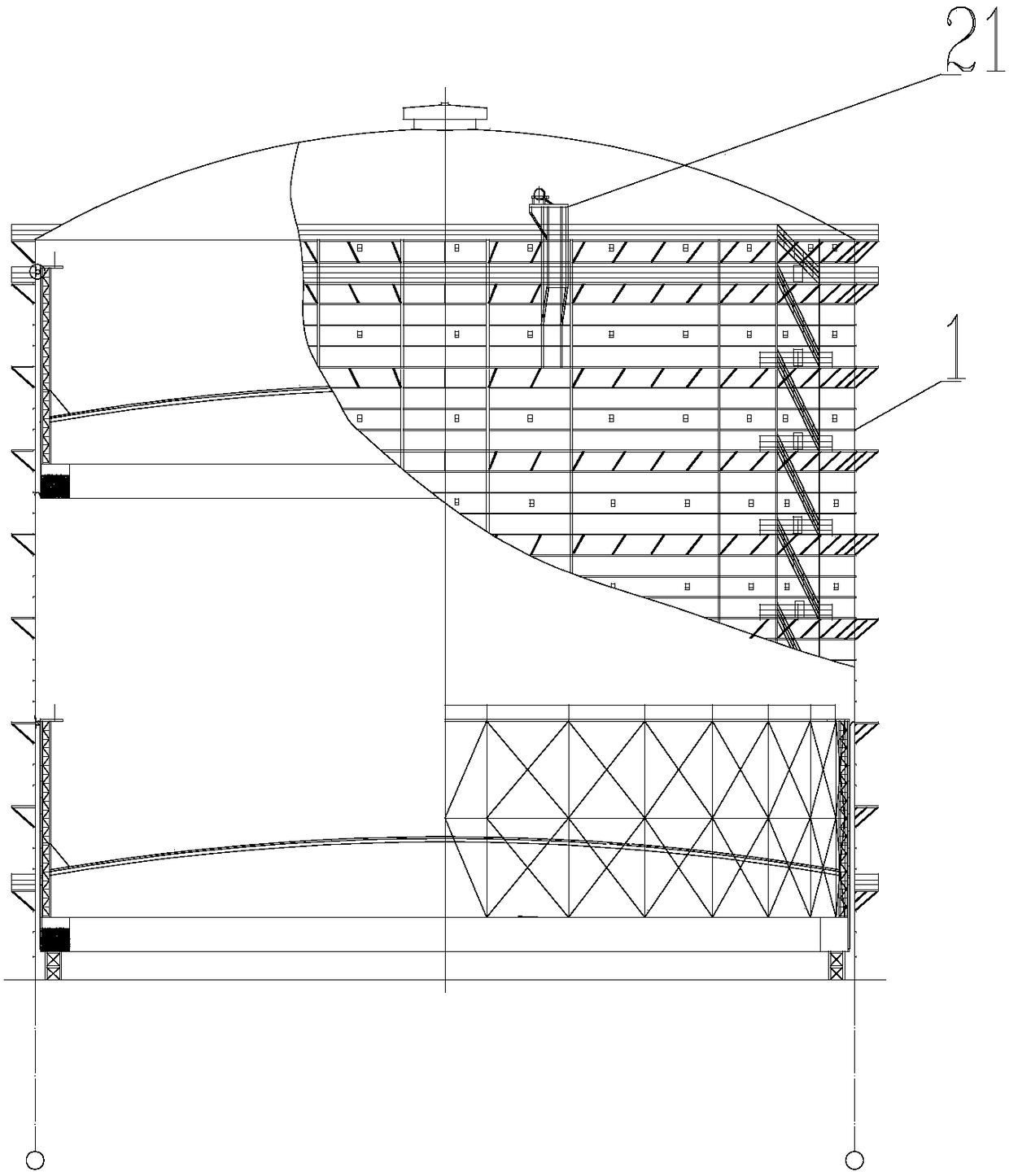 Rubber membrane seal gas tank with air-jet air cushion buffer device